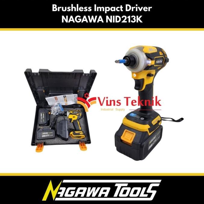 Mesin Bor Obeng Cordless Brushless Impact Screw Driver Nagawa Nid213K