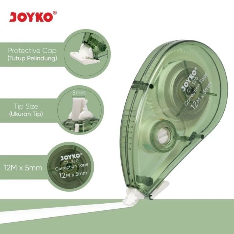 

Corection Tape/Stipo Kertas/Tip X /Penghapus/JOYKO CT-570