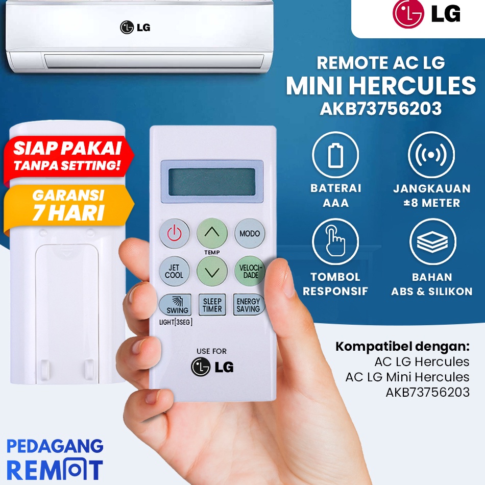 Terbaik.. Remot Remote AC LG AKB73756203 AKB73756207 Plasma Jetcool Hercules Mini