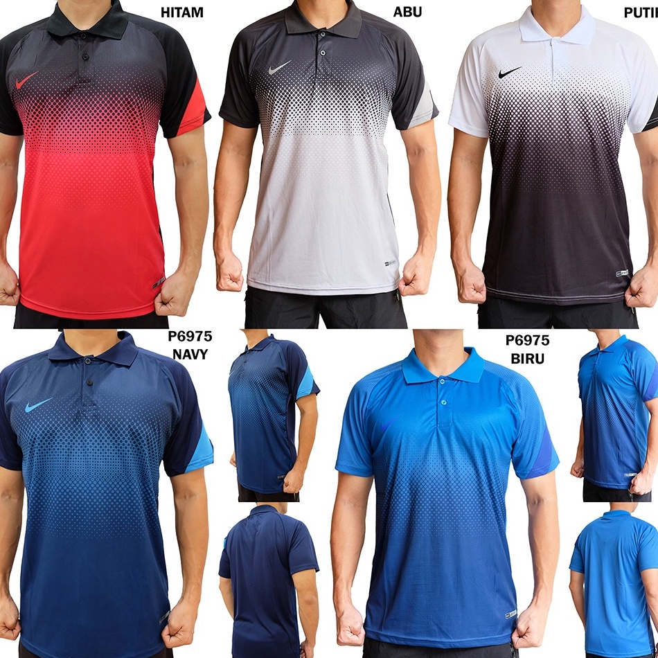 ✯Best Seller➽ Q8CWO Polo Olahraga Pria P6975 Kaos Berkerah Baju Olah Raga Training Running Gym Fitne