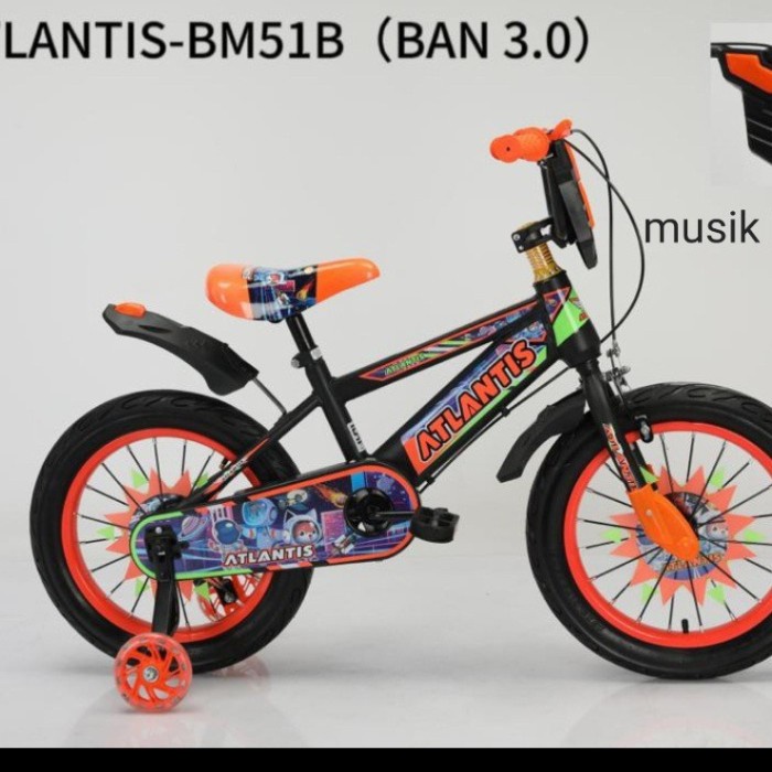 Terlaris Bmx Atlantis 16 18 Inch Musik Lampu Ban Besar Sepeda Anak Laki - Uk 16 Kuning