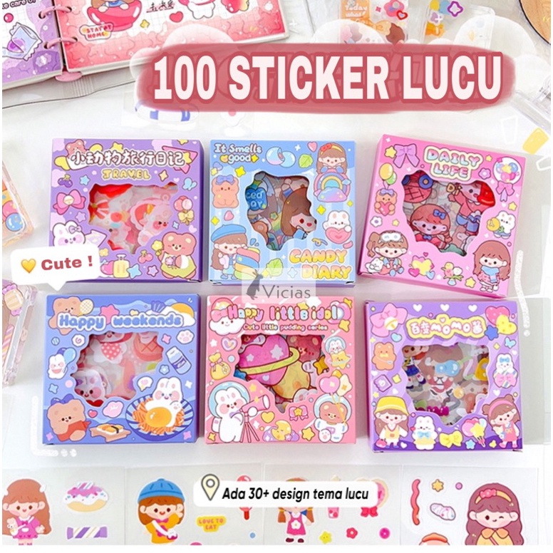 

78 100 Lembar Sticker Box PVC Waterproof Anti Air Stiker Lucu Anak Hadiah ↕Terkini