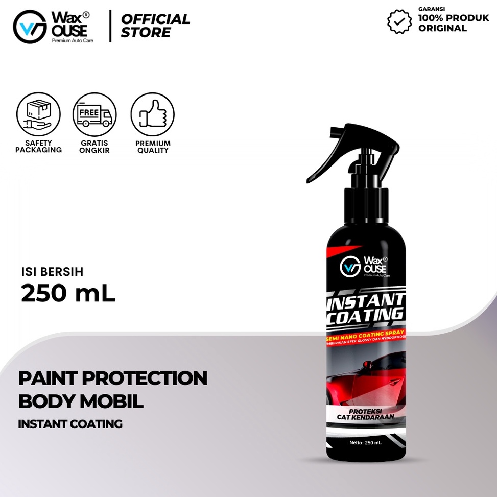 STOK TERBATAS. Waxouse Instant Coating Pengkilap Bodi Mobil dan Motor Semi Nano Coating Efek Daun Ta