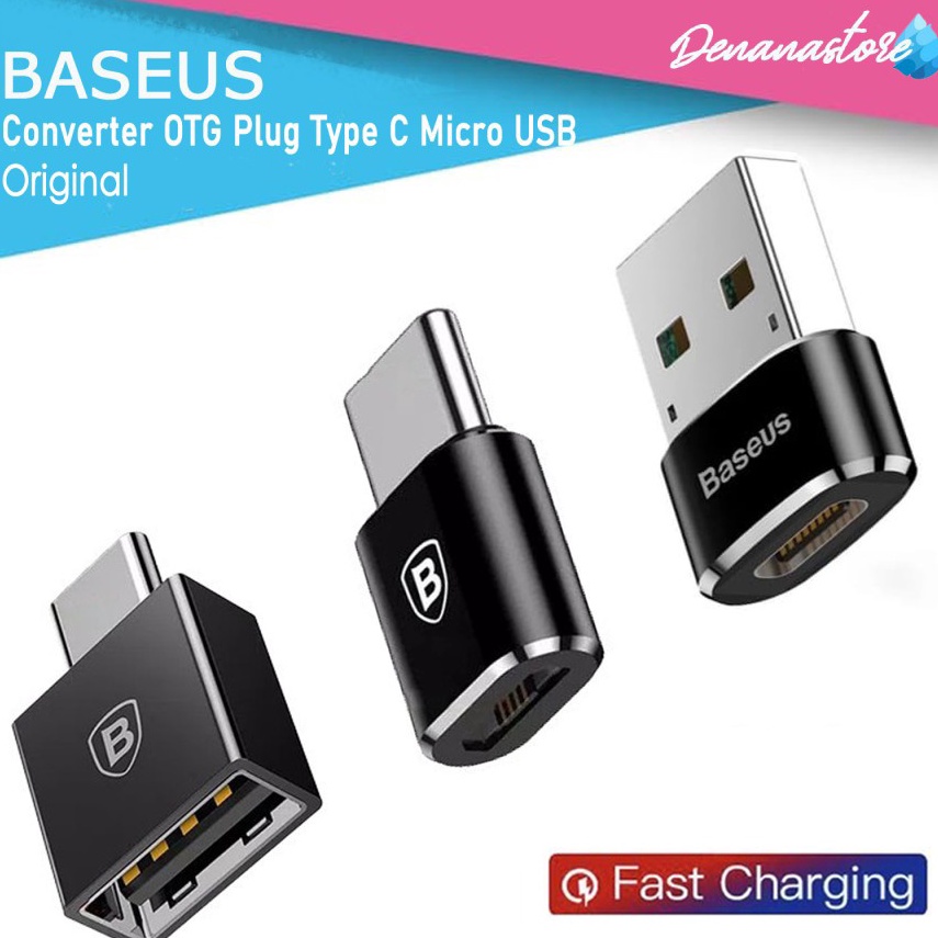 TERBAIK Baseus OTG Mini Type C Female to USB Male Adapter USB To Type C Converter Penghubung Hp Ke L