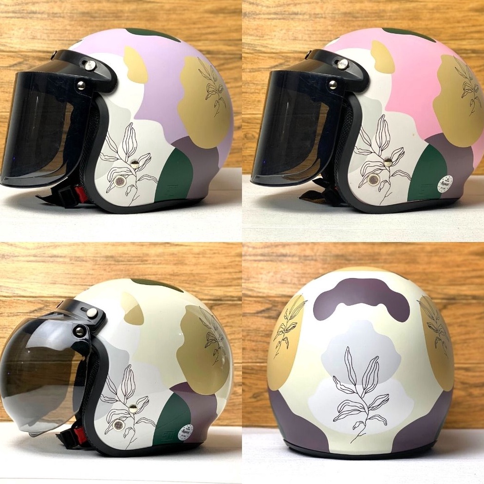 Chekout.. HELM BOGO RETRO DEWASA WANITA CEWEK FULL LEHER AESTHETIC