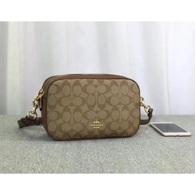 COACH JES CROSSBODY IN SIGNATURE CANVAS KHAKI SADDLE(COACH F68168)