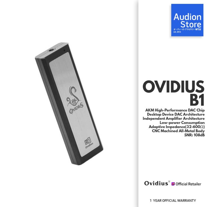 OVIDIUS B1 AKM CHIP 32-600OHM USB TYPE-C TO 3.5MM PORTABLE DAC/AMP
