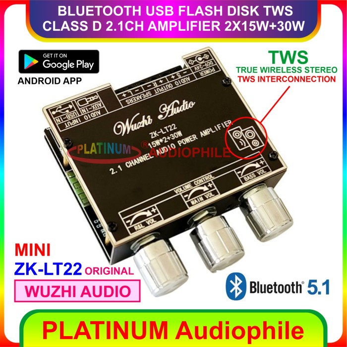 BLUETOOTH 5.1 AMPLIFIER CLASS D 2.1 CH CLASS D AMPLIFIER ZK-LT22