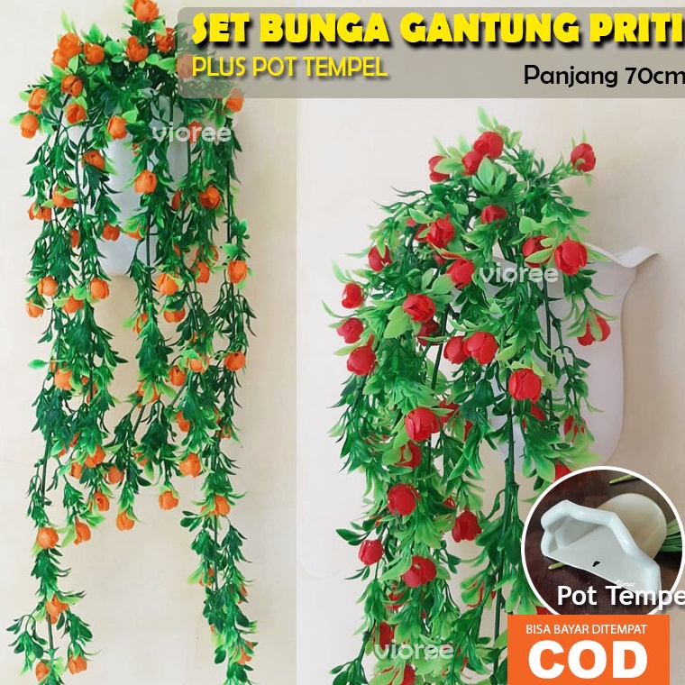 ❅Arq Bunga Gantung Plastik PRITI Kembang Rambat Gantung Hiasan Tempel Dinding Rumah Dekorasi Hias Te