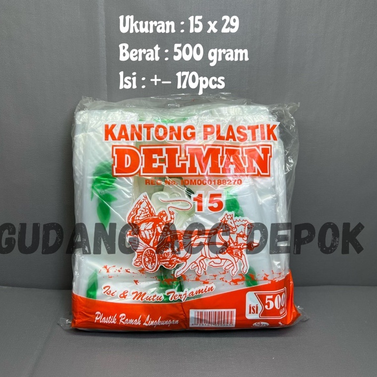 ➼NtY Kantong Plastik TRANSPARAN Belanja Ramah Lingkungan Delman 500gram ❃ •