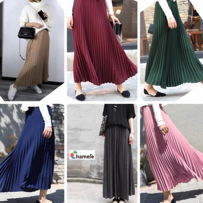 Chamele - Ayana Rok Plisket Panjang / Pleated Flare Long Skirt