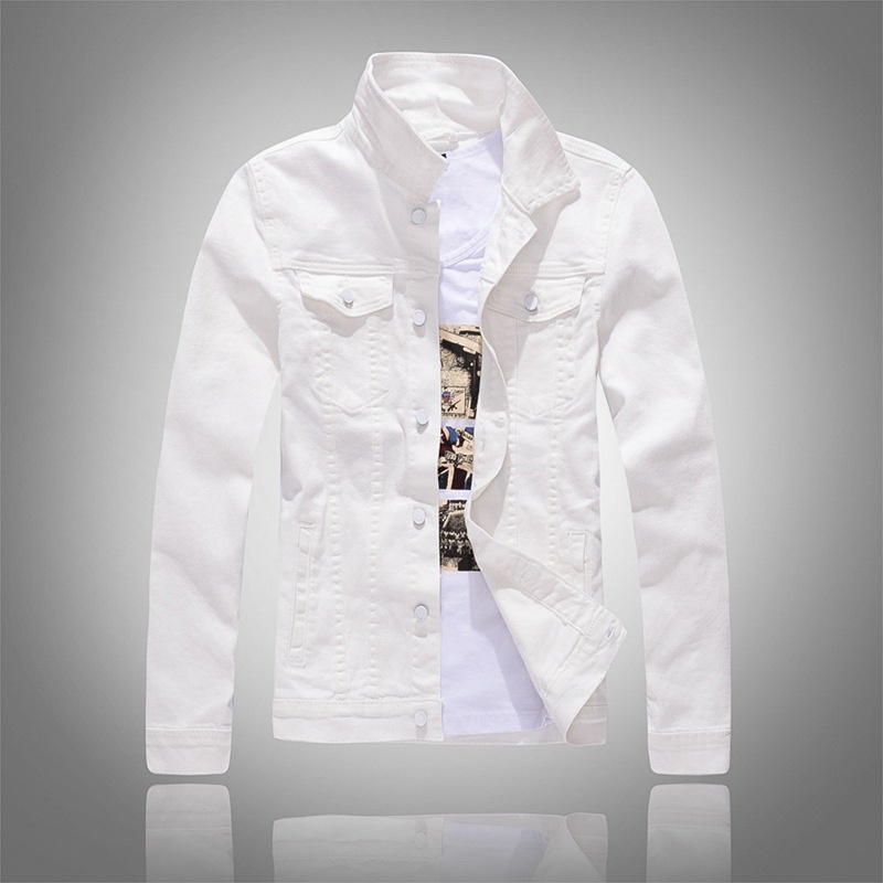 ❤Denim Jacket Men Spring Autumn Red White Black Yellow Army Green Jeans Jacket Men Slim Streetwear H