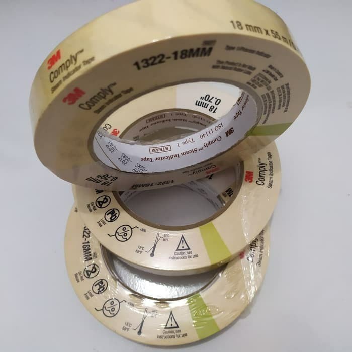 Pita Autoclave Tape 3M 1322 Indicator Comply Steam 18mm x 50 meter