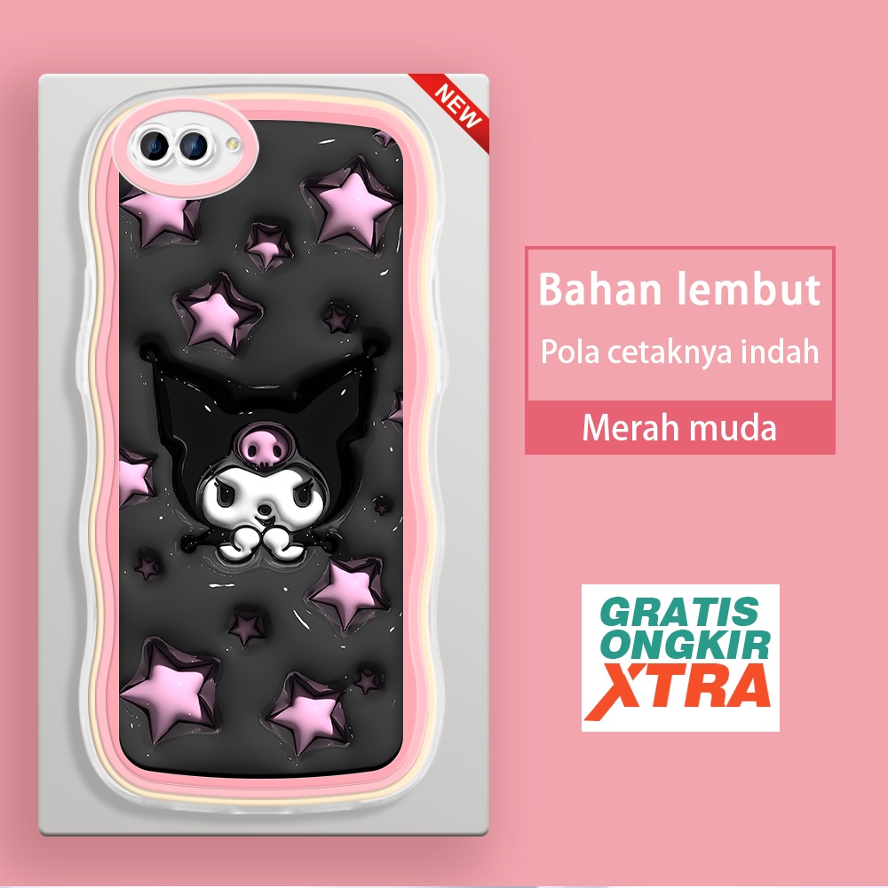 jinsouwe OPPO NEO 9 A3S A5 A7 A5S A9 2020 A12 A12S A12E Casing Ponsel hitam kulomi 3D warna-warni ge