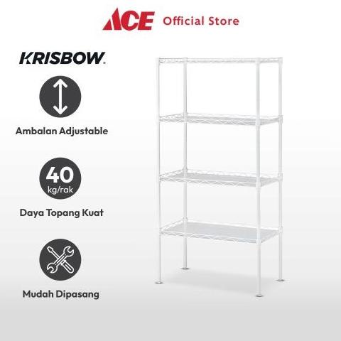 ACE - Krisbow Rak Besi 4 Tingkat - Putih
