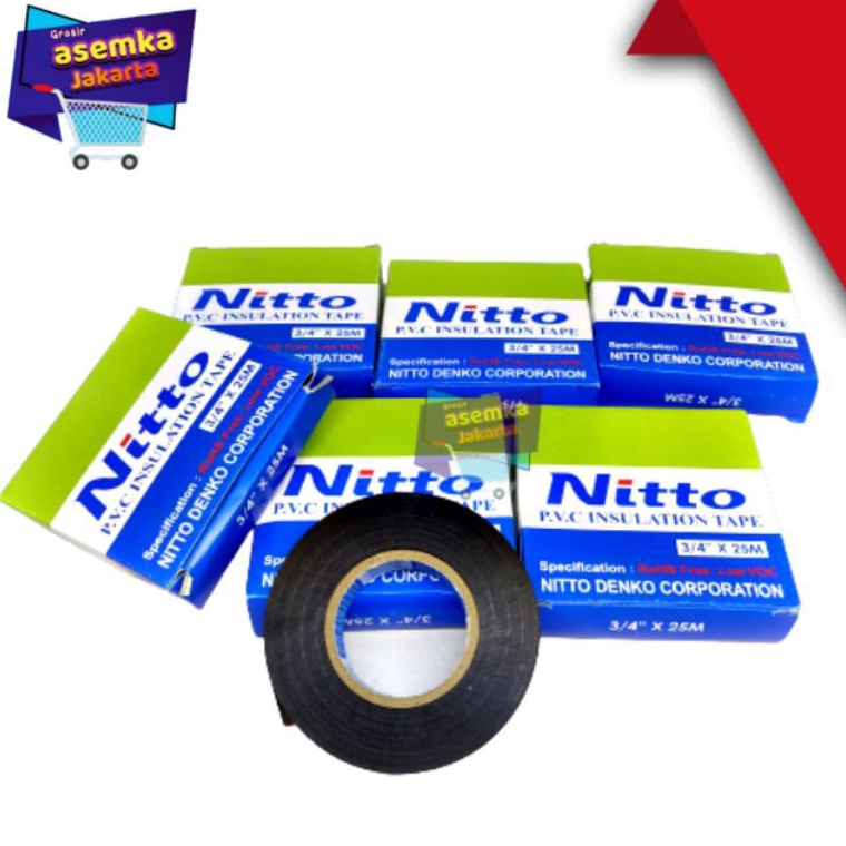 

Kemasan Baru.. Isolasi NITTO 6pcs selotip Kabel Listrik warna Hitam lakban kabel Grosir 75