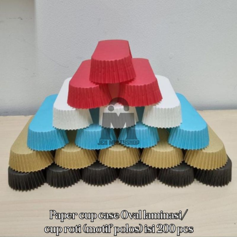 Paper cup case Oval laminasi/ cup roti (motif polos) isi 200 pcs