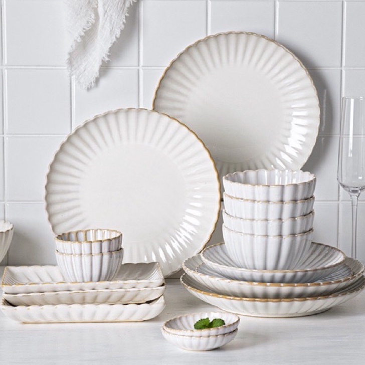 Paling Laris PIRING MAKAN KERAMIK PUTIH MILANO CORAL