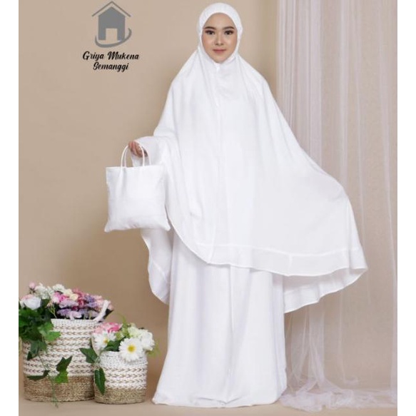 Hot Mukena Katun Rayon Bali Murah Grosir Adem Jumbo Dewasa Polos Putih