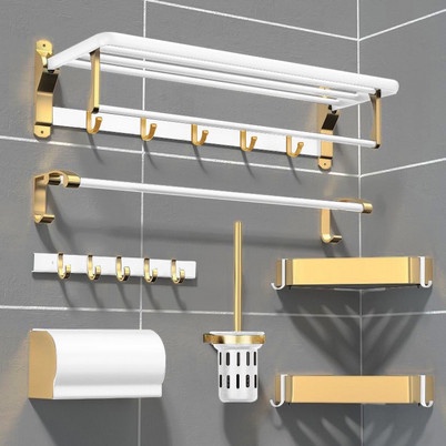 Termurah Rak Holder Tisu Toilet Warna Putih / Emas Gaya Nordic