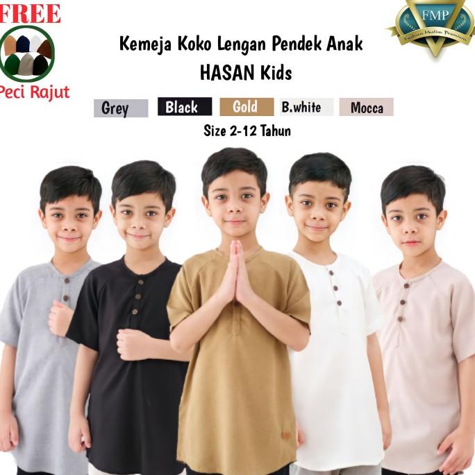 Baju Koko Anak Laki Laki Lengan Pendek Hasan Kids Nazeer