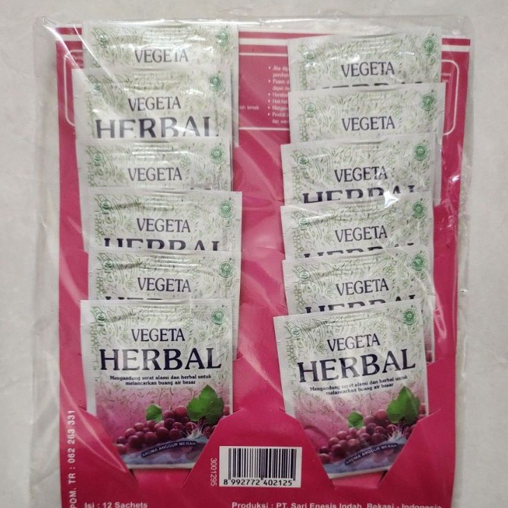 

Ready Stock Vegeta Herbal isi 12 Sachet - Melancarkan Buang Air Besar Terlaris