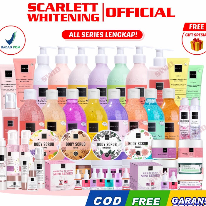 Harga Murah ❤️SWID❤️ Scarlett Whitening VARIAN LENGKAP SALE Body Lotion Serum Toner Cream Scrub Pake