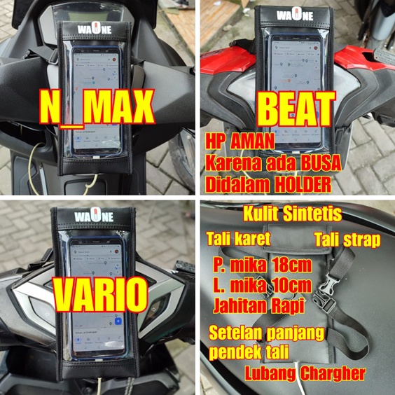 ➚ Holder hp motor bahan kulit sintetis  Tas holder hp di stang motor  holder hp di dasbor motor ✣ ★★