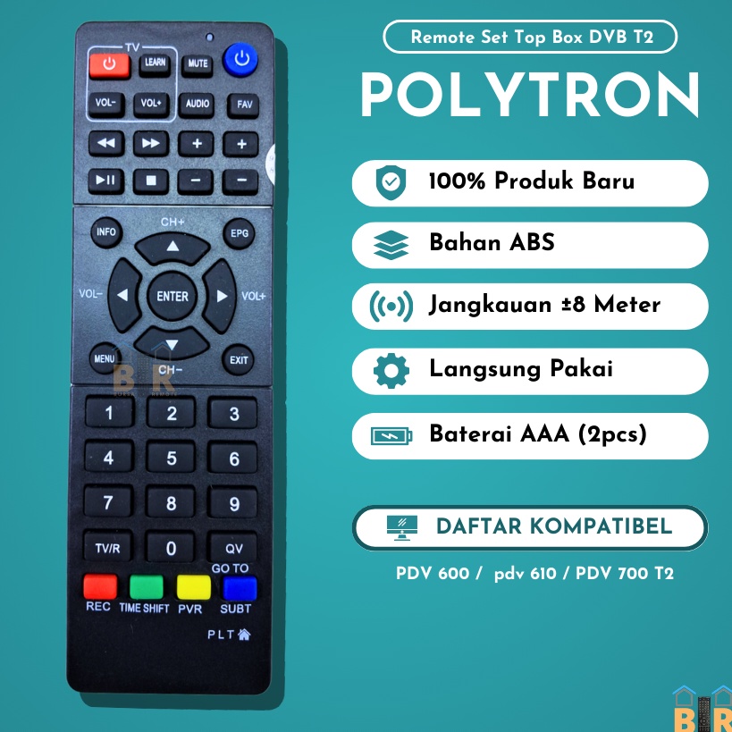 ☊✵ Remot Remote STB Polytron DVB T2 PDV 600 Polytron tanpa setting Laris