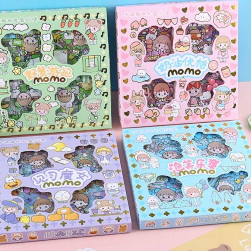 

KBJM9740 7.7 Stiker Momo x BTS 100 pcs Stiker Motif Korea Lucu Anti Air Stiker Waterproof isi 100