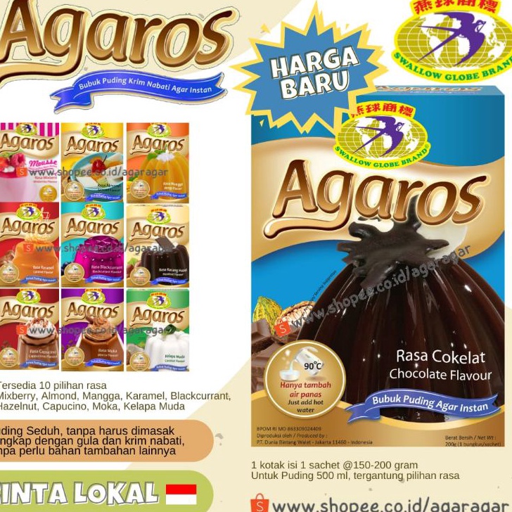 

LCTJ7095 [PROMO SALE!!!] AGAROS Tepung Puding Instan Rasa Premium by Swallow Globe