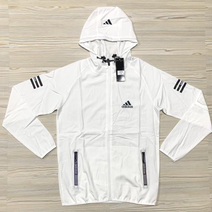 Kaos Jaket Adidas Micro Pria Lengan Panjang Topi Kupluk Import Running