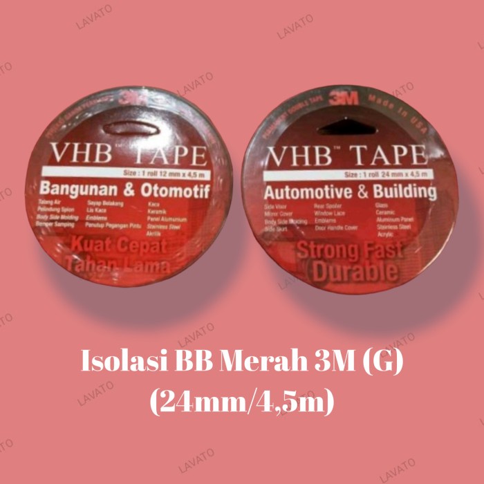 

BRG BARU Isolasi Bolak Balik Merah double tape 3M 24 mm / 4,5 m