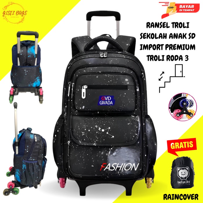 Terlaris Tas Trolley Anak Laki Laki Sd Remaja Roda 3/Roda 6 Import Waterproof