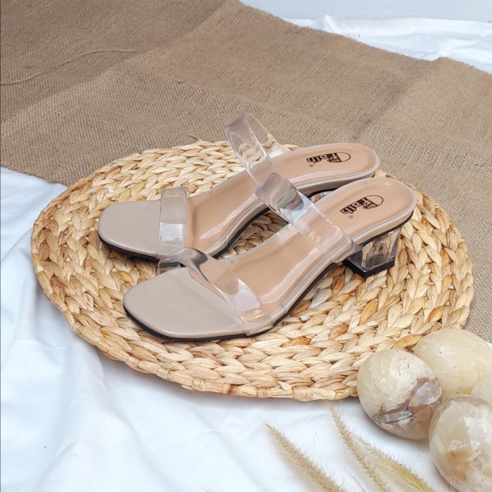 SALE Heels Kaca wanita / Sandal Hak kaca Tahu 5 cm Mika Jelly ban 2 AM02-B