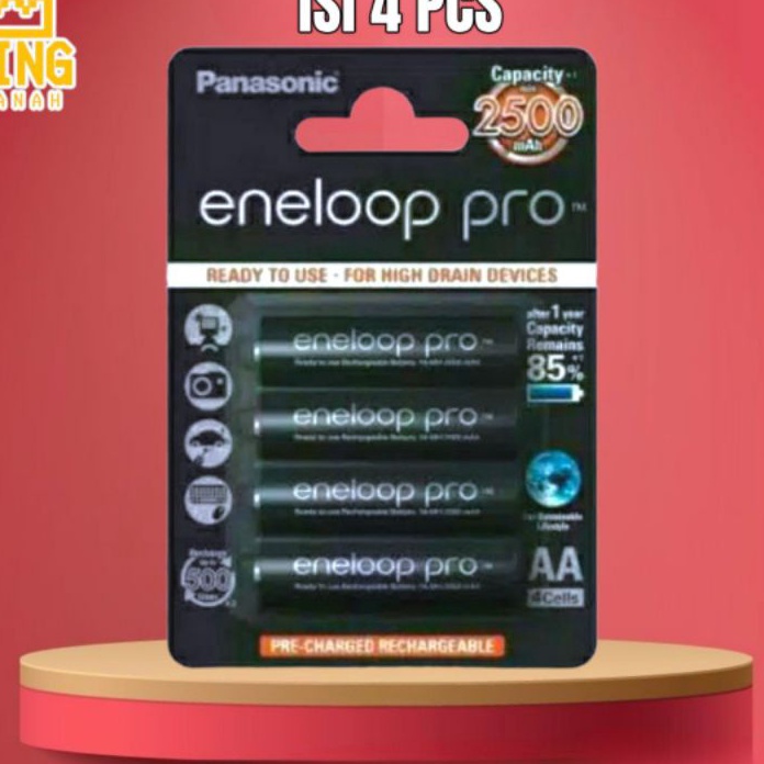 パ XXX 5142 Battery Eneloop Pro Black 2500Mah AA black 2500mAh- Battery Cas Eneloop AA 2100mAh Isi 4 