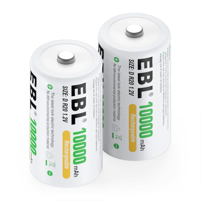 Ready EBL Battery Type D High Capacity 10000 mAH Rechargeable Baterai Batre