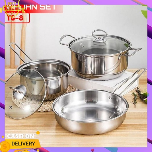 Panci Set Isi 5 Pcs Anti Lengket Promo 3 In 1 Stainless Tebal Murah Kuali 1Set Untuk Memasak Air Pua