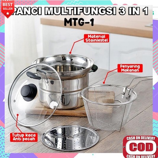 Set Panci Memasak Air Jumbo Alat Kukus  Kukusan Premium Paanci Mengukus Panas Tutup Kaca Pannci Pani
