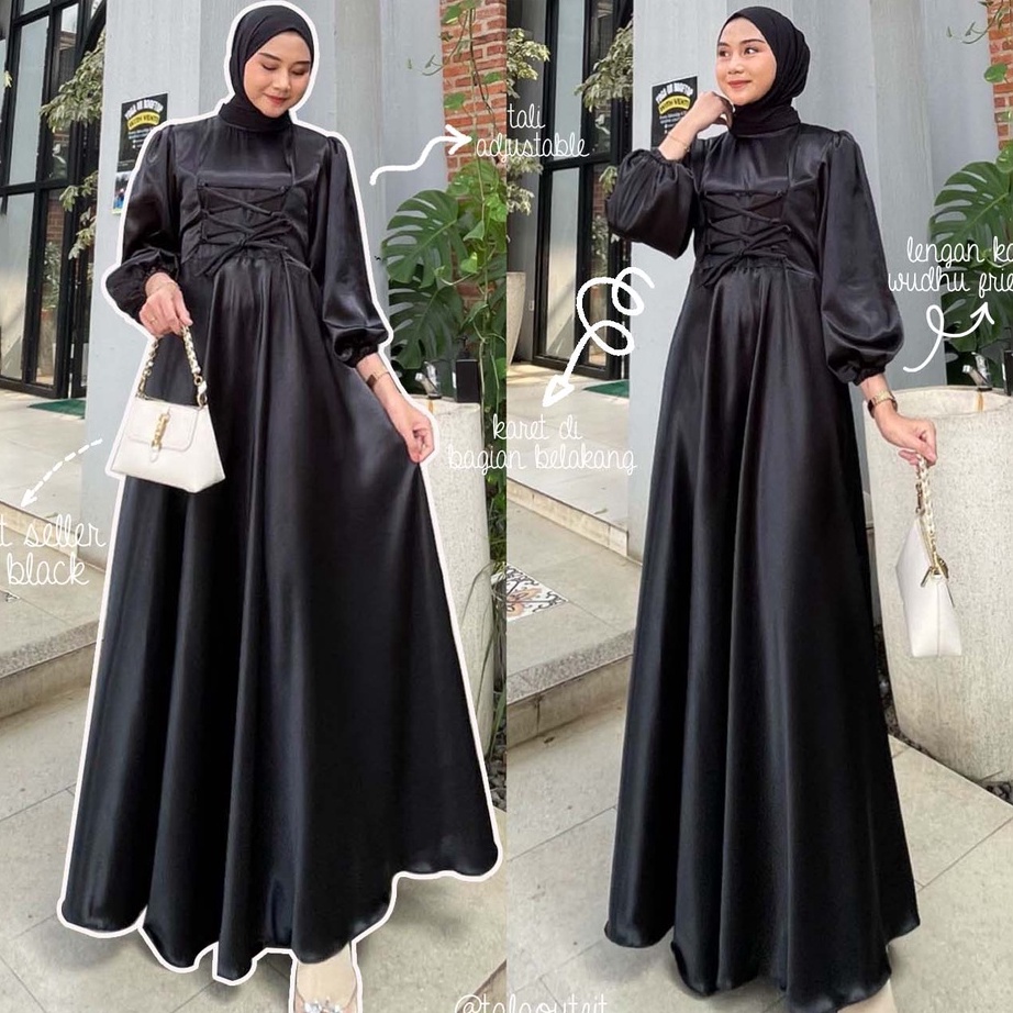Model Baru Aurora Dress | Gamis Satin | satin maxmara luxury