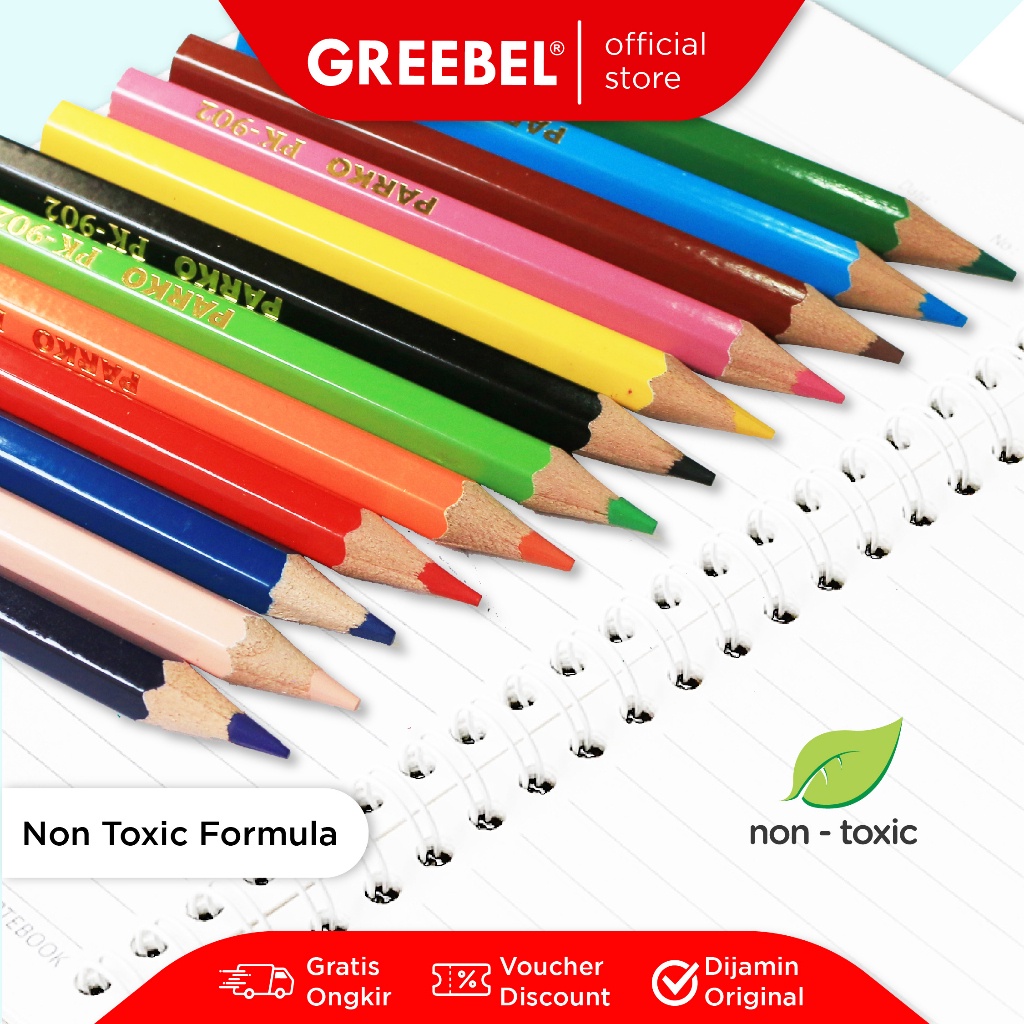 

E6C PARKO PENSIL WARNA ANAK PENCIL HALF 12C 902E (ISI 12) / COLOURING COLORING PENCILS CERAH TDK