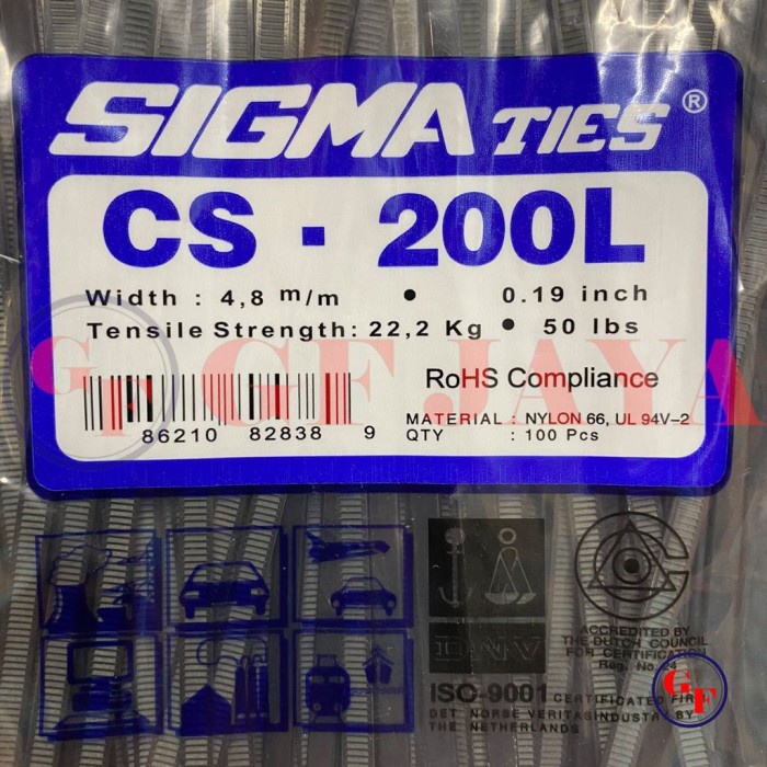 

Terlaris Kabel Ties / Tis Sigma Cs 200 L / 20Cm / 20 Cm Hitam / Putih Cs200L
