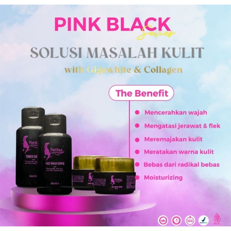 pink black series super whitening paket skincare buat wajah berflek