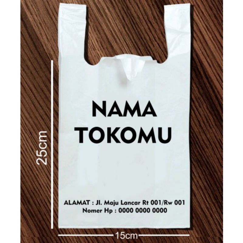 PLASTIK CUSTOM SABLON SINGLET/KANTONG KRESEK SABLON /KANTONG  PLASTIK