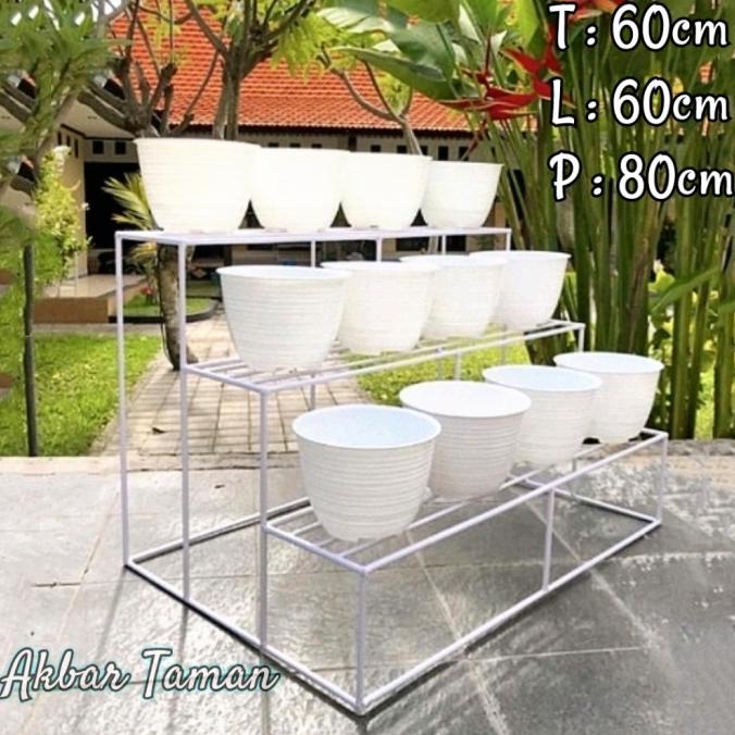 Rak Bunga Susun Besi 3 Tingkat / Rak Pot Tanaman Panjang 80cm