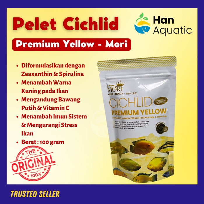 Pelet Premium Yellow Mori Penambah Warna Kuning Ikan Cichlid
