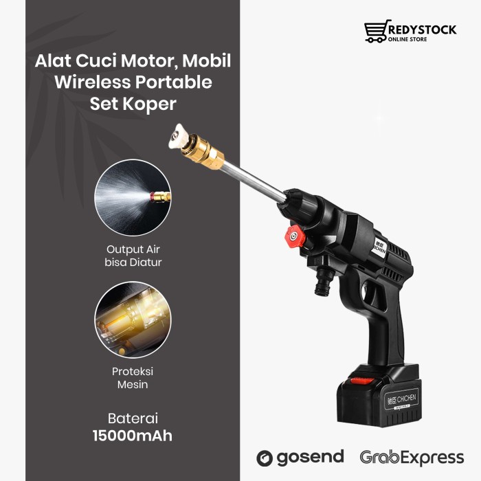 CORDLESS PORTABLE JET WASHER SPRAY GUN ALAT CUCI MOBIL MOTOR SET