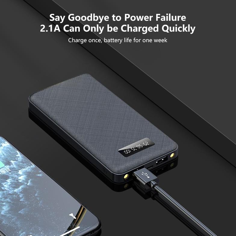 Goojodoq Power Bank Mini 10000mah Ultra Tipis Kapasitas Besar Free 1 kabel pengisian