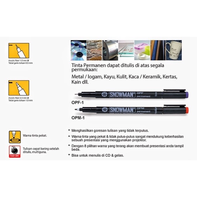 

Snowman OHP Permanent Marker OPM-1 Black / Blue / Red ( 1 Pcs ) ( IRRA STORE )