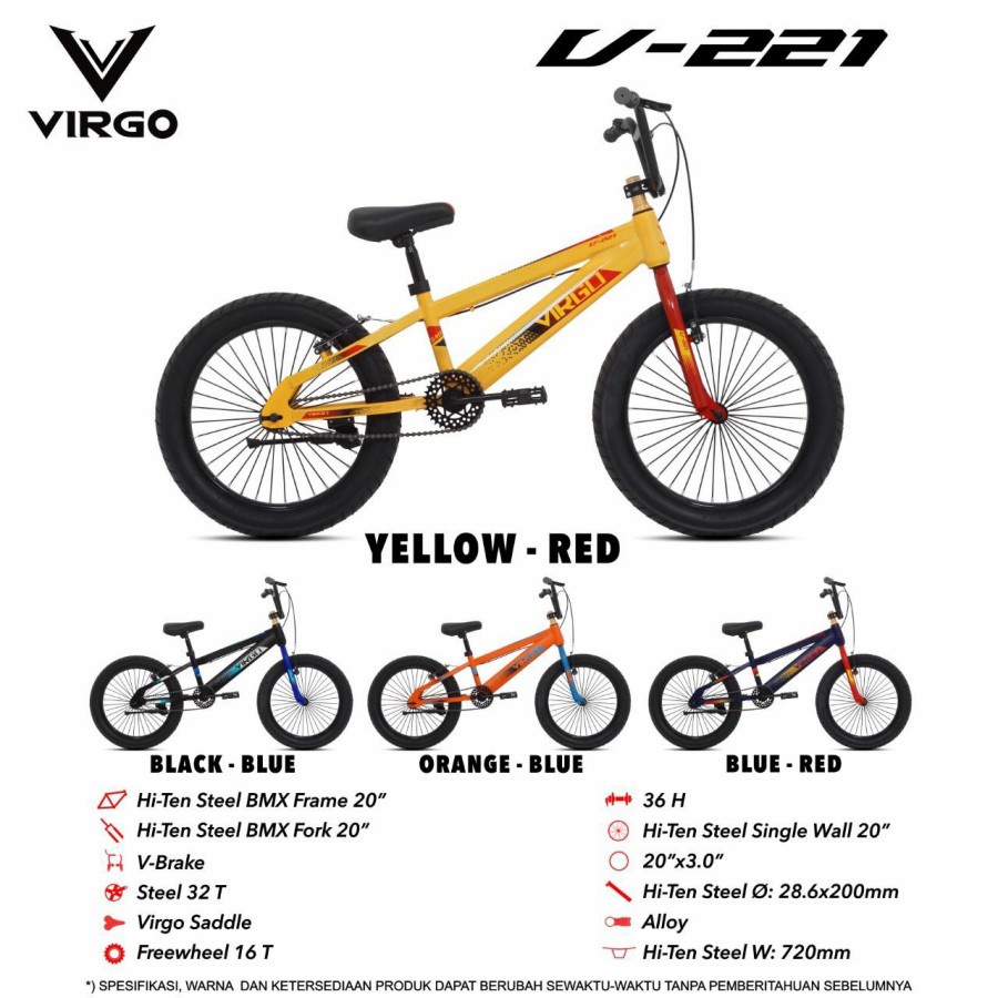 Sepeda BMX 20 VIRGO V-221 Original Garansi 5 Tahun
